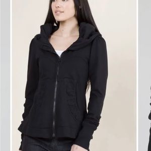 Prairie Underground Cloak Hoodie Jacket Sz L Black Organic Cotton Womens Short.